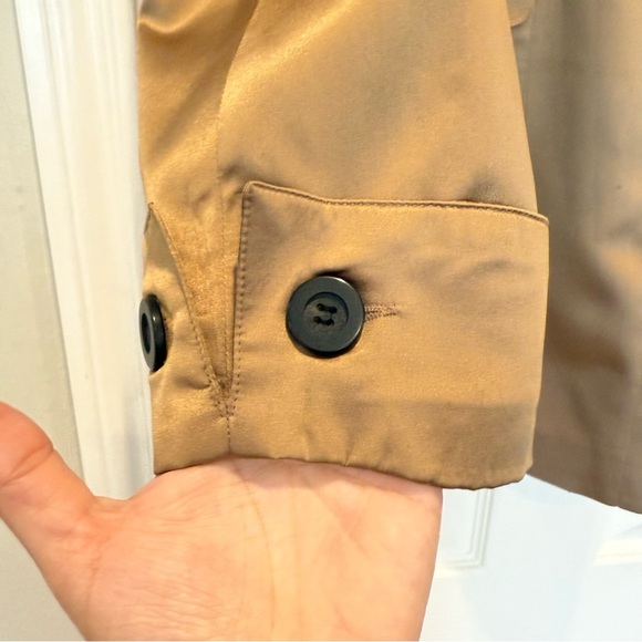 Chicos 100% Silk Pea Coat Jacket Women’s Large (2) Gold Tan Classic Elegant Luxe - Picture 4 of 10